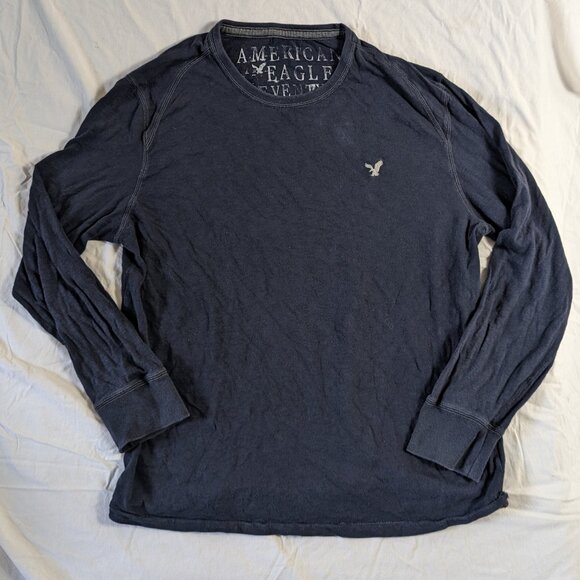 AMERICAN EAGLE SEVENTY SEVEN MEN'S LONG SLEEVE SHIRT XXL DARK NAVY BLUE - Picture 1 of 15